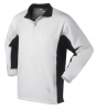 Workman Polosweater wit/marine lange mouw S